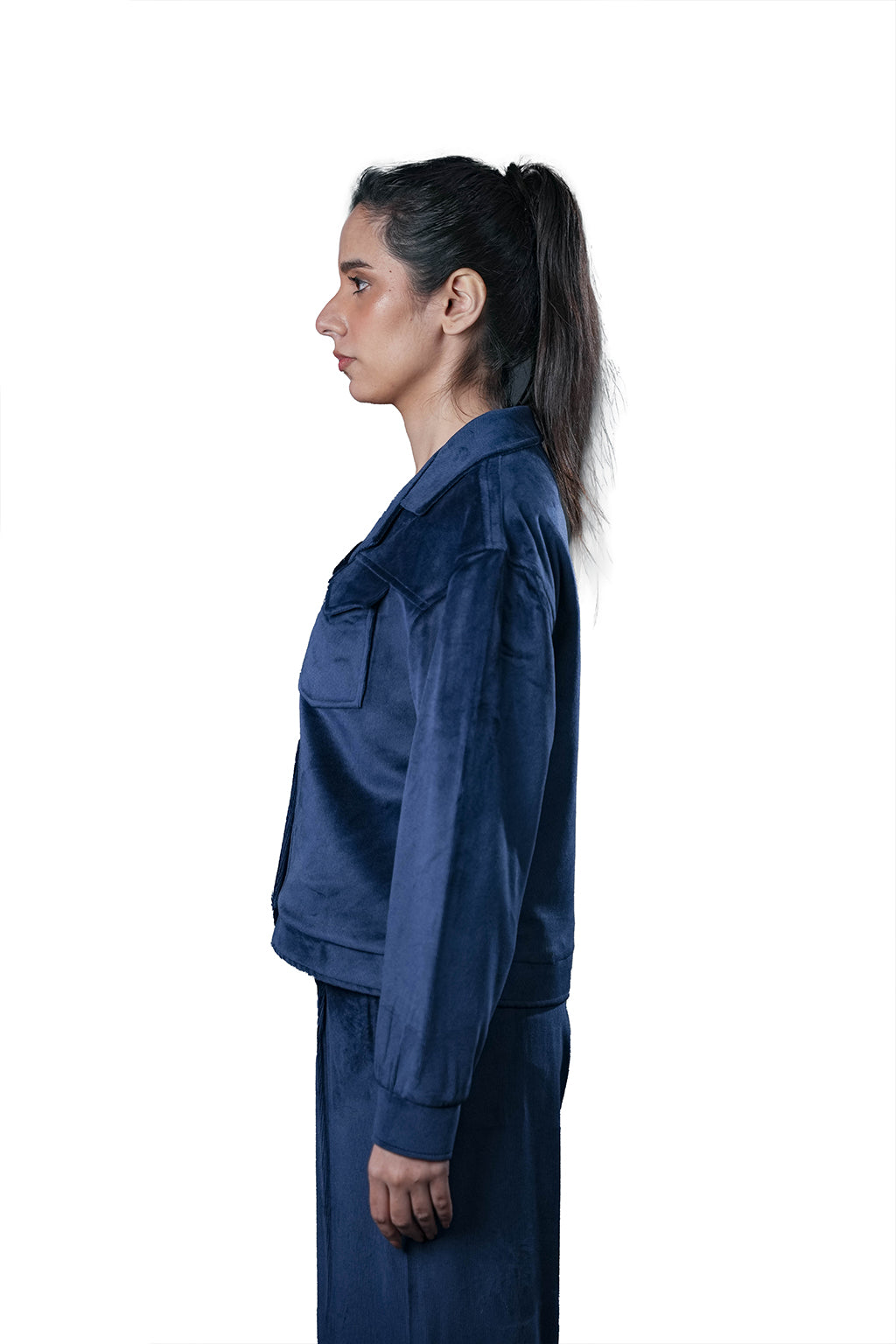 Blue Velvet Co-Ord Set – Loose Fit – Women