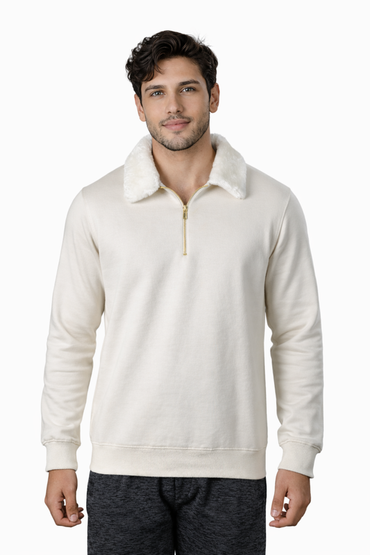 White Zip Sweatshirt – Regular Fit – Men