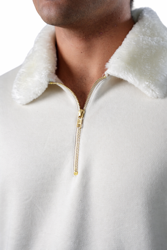 White Zip Sweatshirt – Regular Fit – Men