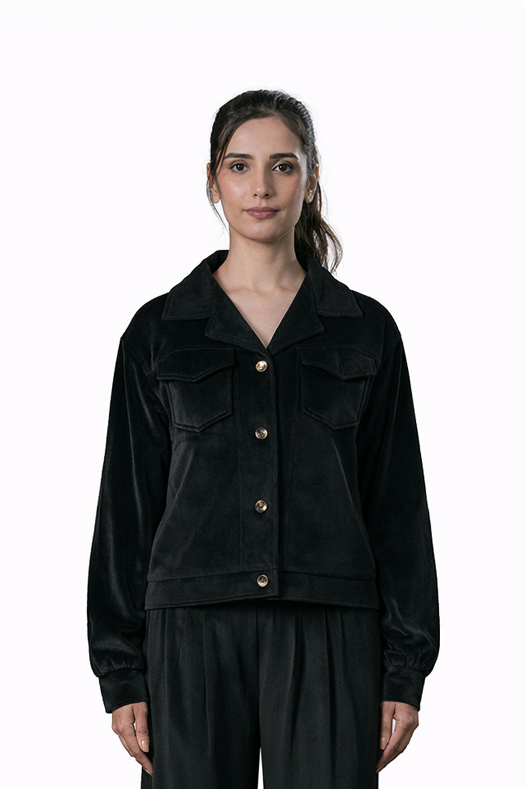 Black Velvet Co-Ord Set – Loose Fit – Women