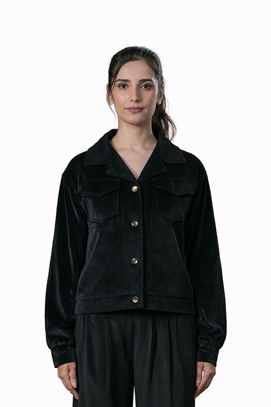 Black Velvet Co-Ord Set – Loose Fit – Women