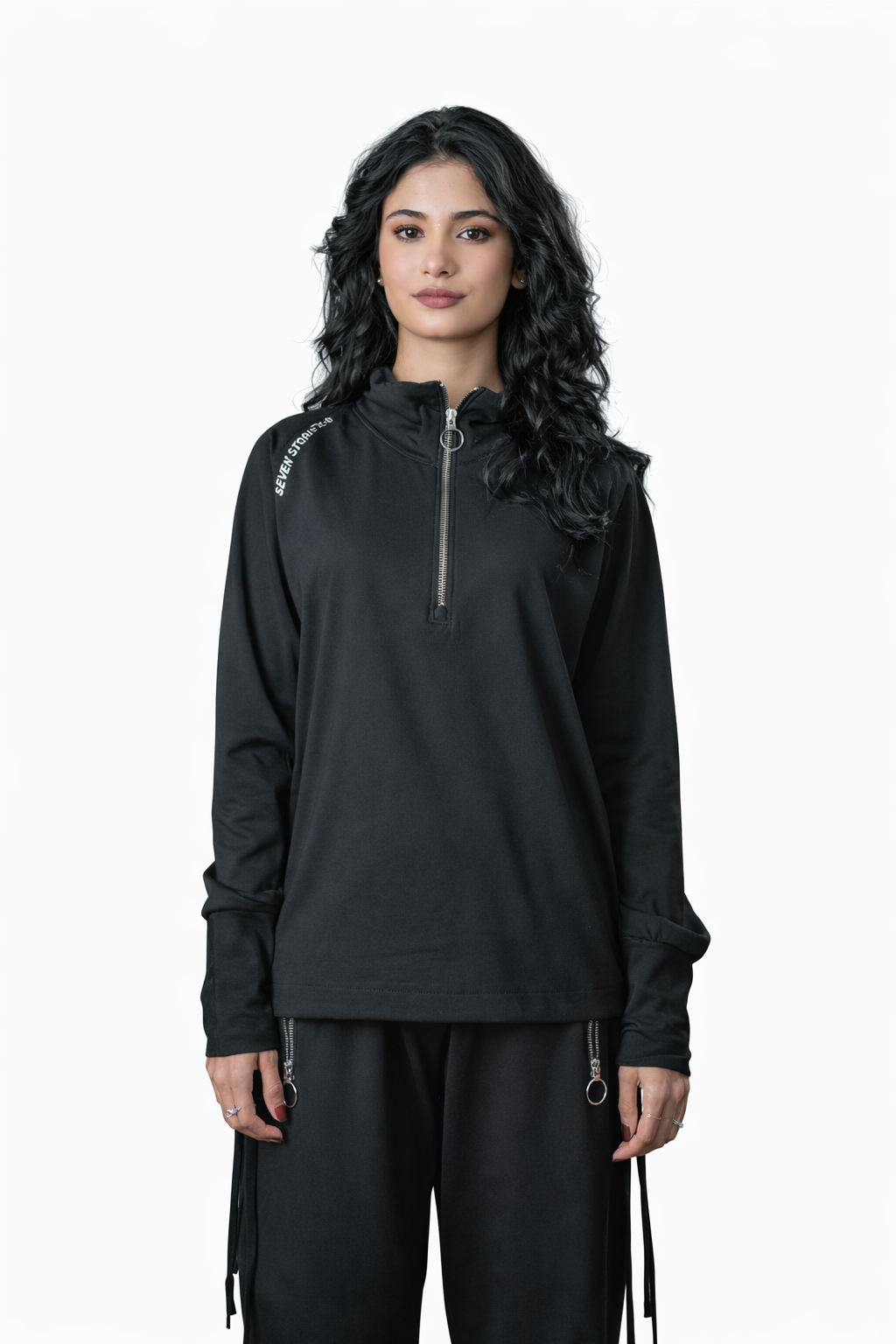Black Zip-Up Tracksuit – Regular Fit – Women