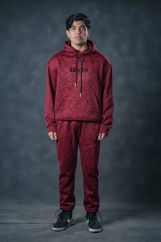 SEVEN Red Textured Tracksuit – Bold Winter Edition