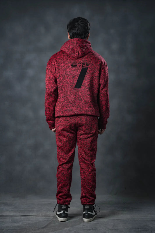 SEVEN Red Textured Tracksuit – Bold Winter Edition