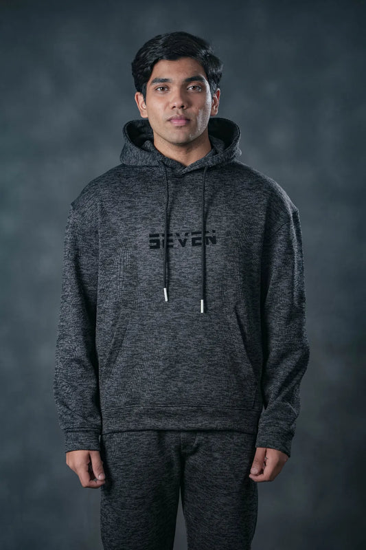 SEVEN Obsidian Black Textured Tracksuit - Premium Knit Edition
