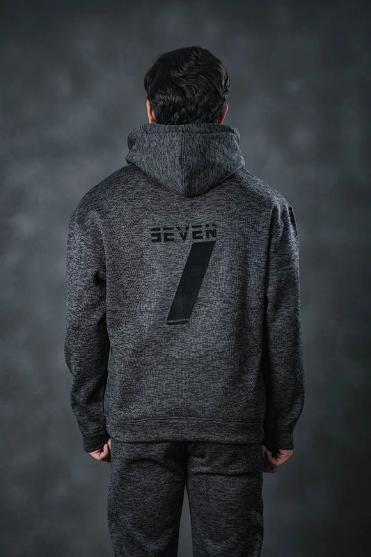 SEVEN Obsidian Black Textured Tracksuit - Premium Knit Edition