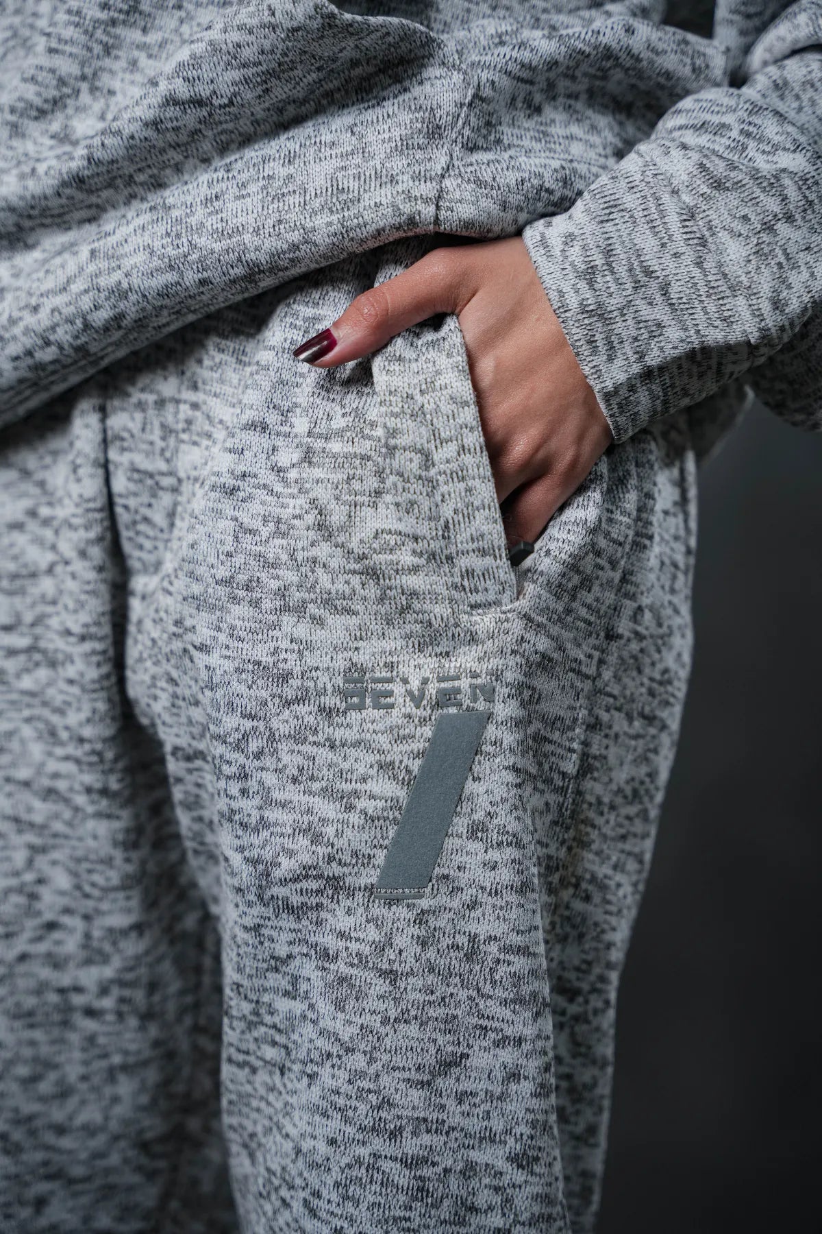 SEVEN Women's Cloud Grey Textured Tracksuit - Athleisure Comfort