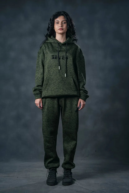 SEVEN Women's Cloud Grey Textured Tracksuit - Athleisure Comfort