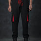 SEVEN Black Grid Cargo Trousers - Crimson Accents