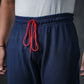 SEVEN Navy Grid Cargo Trousers - Mariner Red Pop