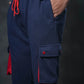 SEVEN Navy Grid Cargo Trousers - Mariner Red Pop