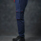 SEVEN Navy Grid Cargo Trousers - Mariner Red Pop