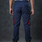 SEVEN Navy Grid Cargo Trousers - Mariner Red Pop