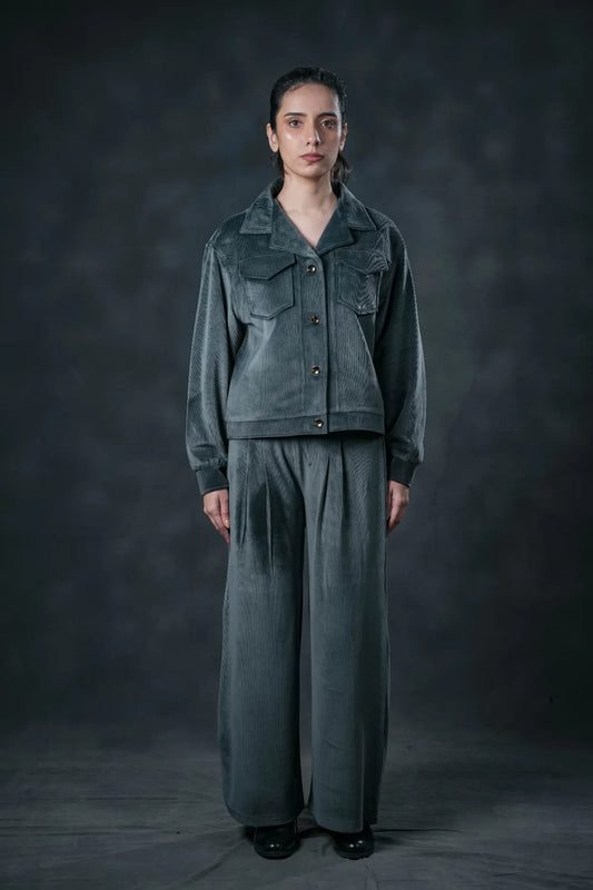 Ash Mist Velvet Co-ord Set