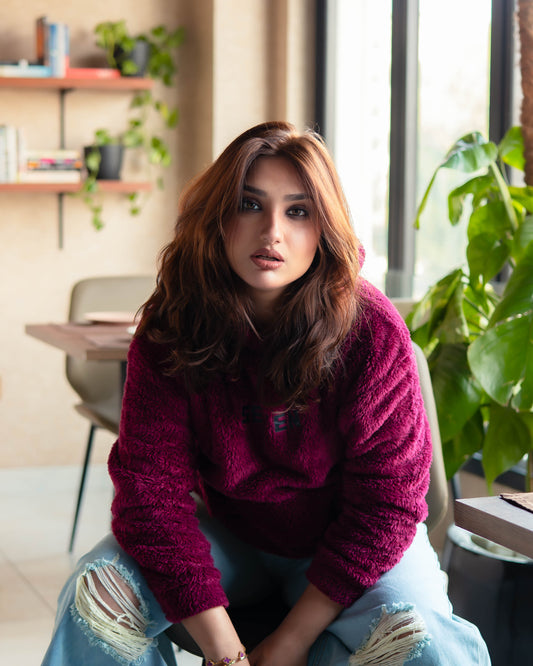 Maroon Plush Hoodie – SEVEN Cozy Edition