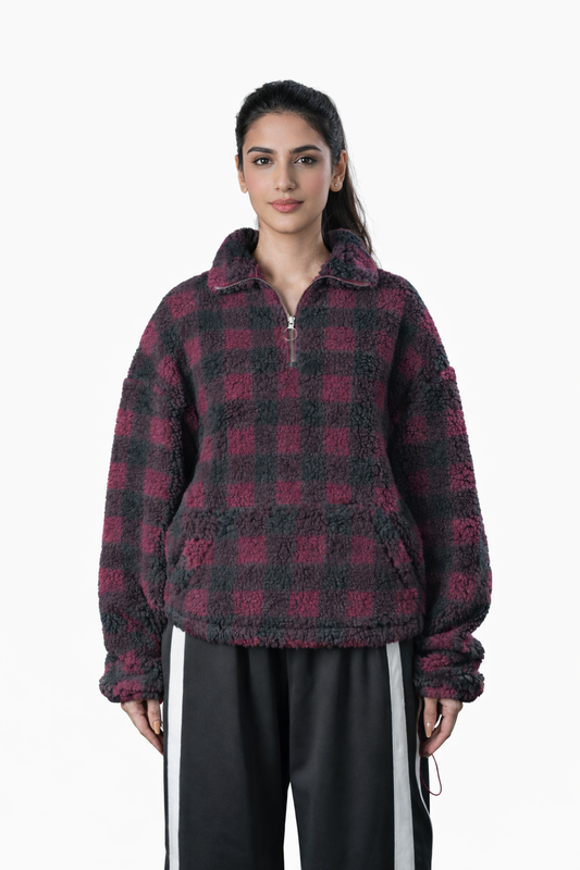 Burgundy & Black Top – Loose Fit – Women