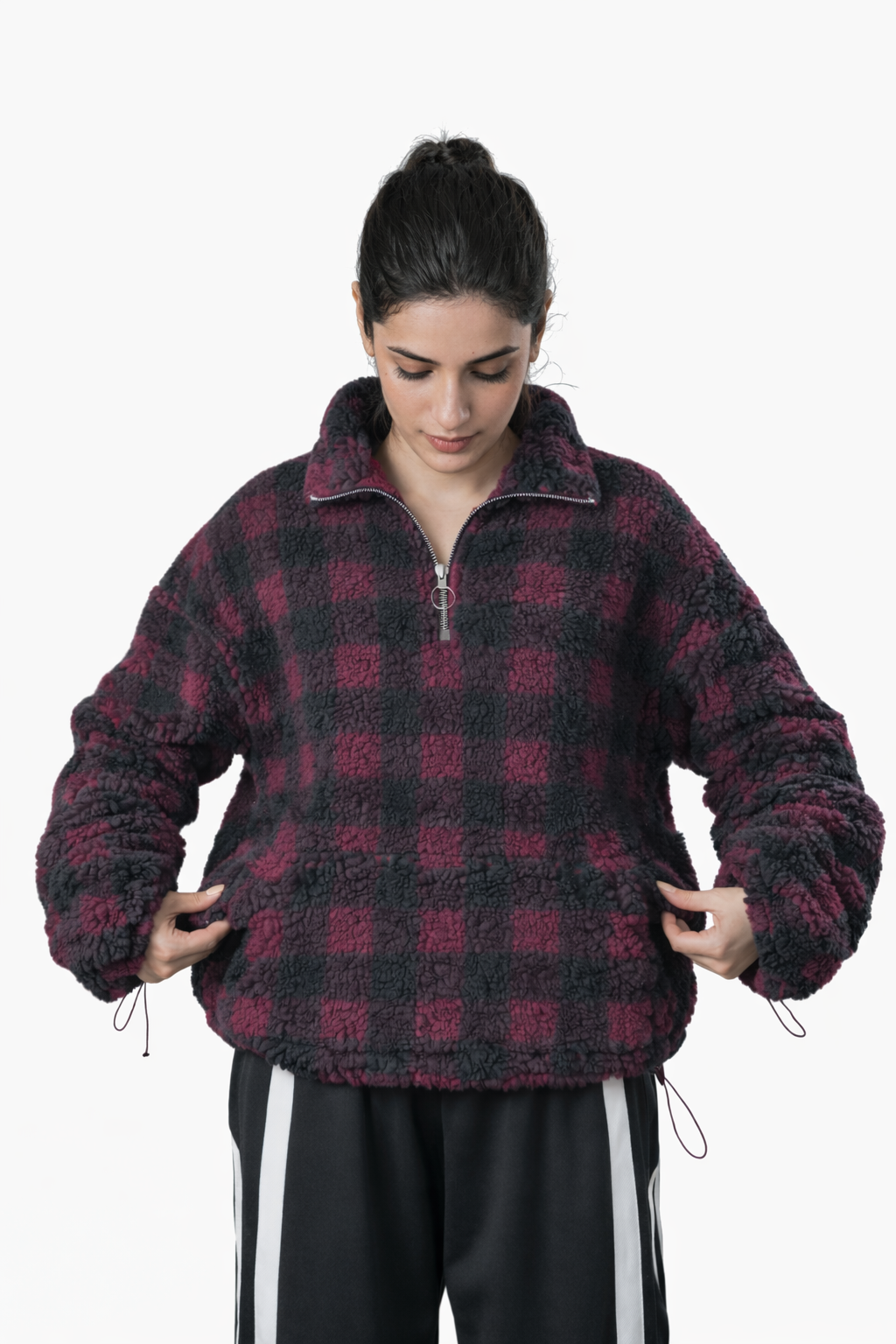 Burgundy & Black Top – Loose Fit – Women