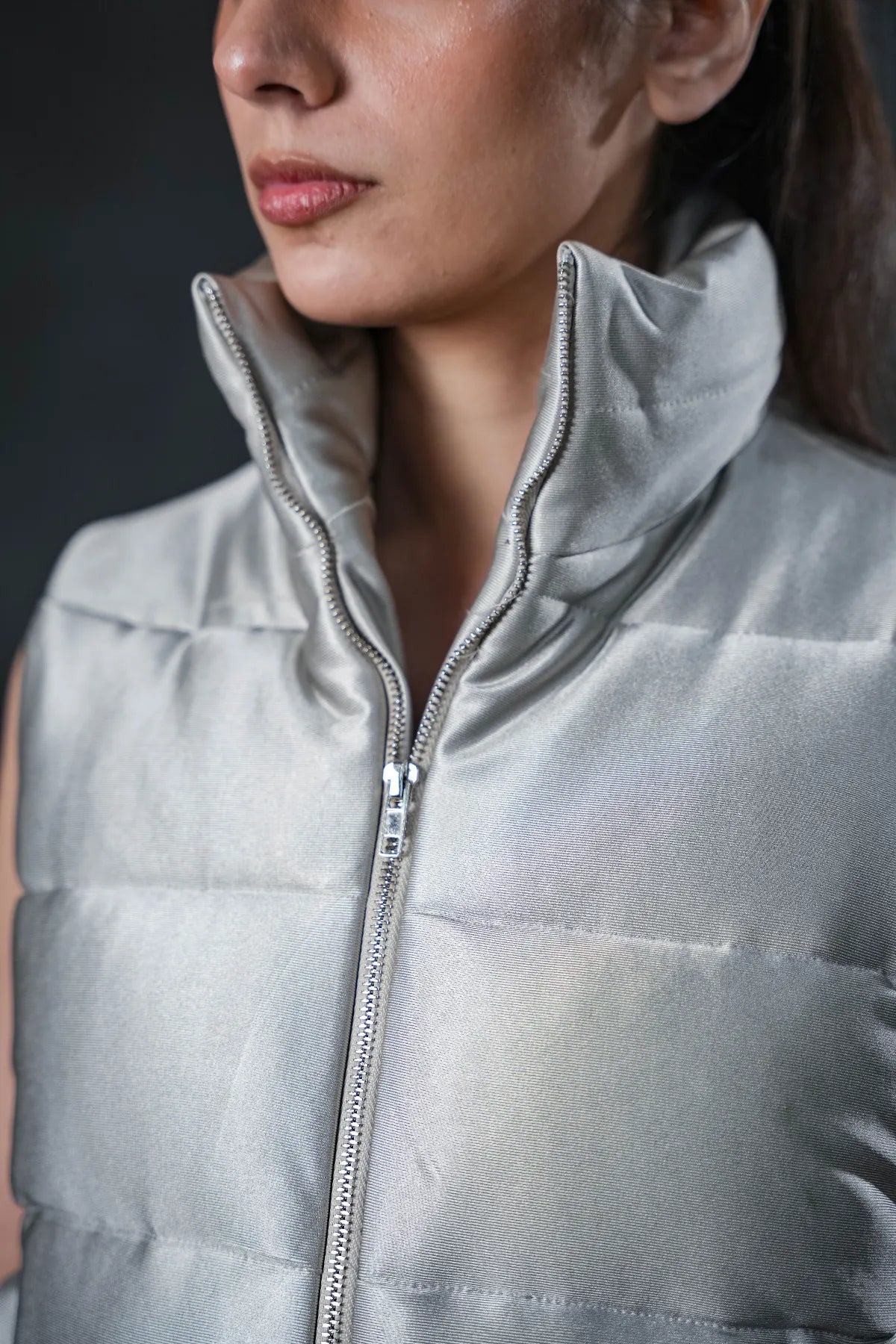 Silver Storm Sleeveless Puffer Vest