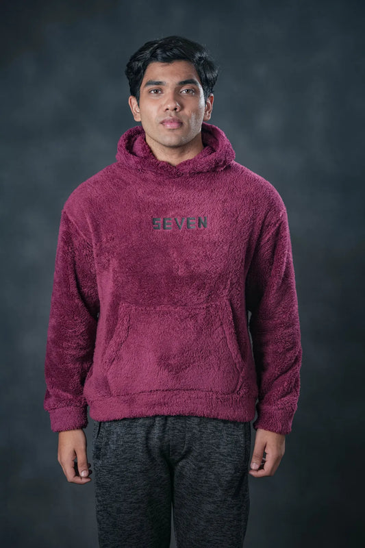 Maroon Plush Hoodie – Signature SEVEN Edition