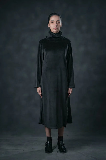 Elegant Velvet Long Coat Dress