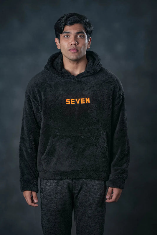 Black Plush Hoodie – SEVEN Street Edition